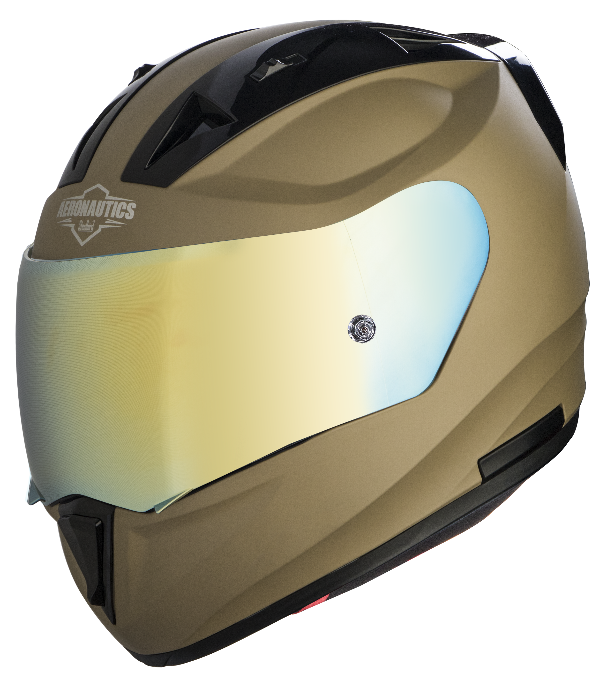 SA-1 Aeronautics Mat Desert Storm With Anti-Fog Shield Gold Chrome Visor